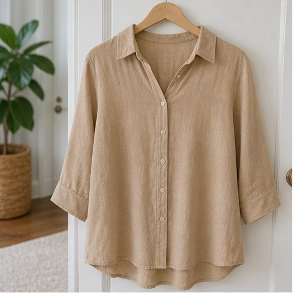 Camel Tie Neck Blouse